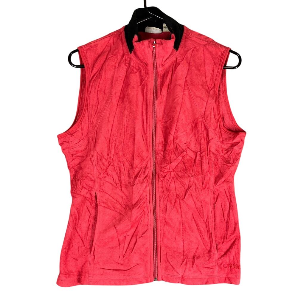 Gander Mtn Womens Vest Jacket Red Fleece Open Pockets Full Zip Stretch Medium